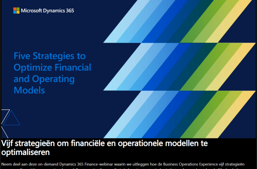  5 Strategies to Optimize Financial and Operating Models (webinar) Netherland