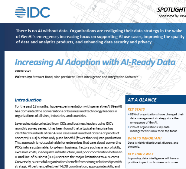  IDC Spotlight: Increasing AI Adoption with AI-Ready Data